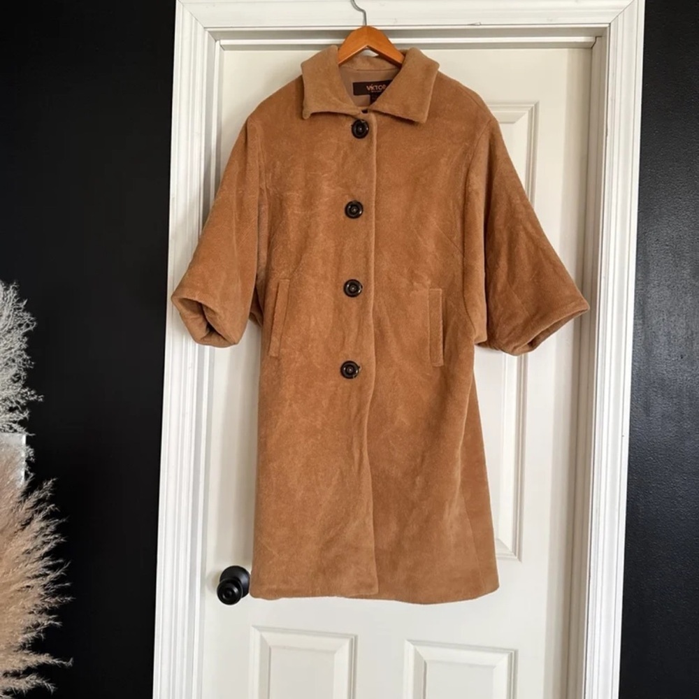 Victor Alfaro Rabbit Hair Wool Luxury Blend Coat Womens Tan Brown
size Large - Picture 11 of 12